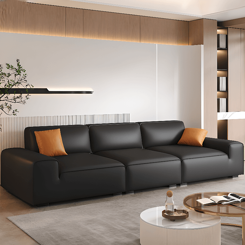 Midnight Black/White Standard Sofa/Loveseat with Armrest for Drawing Room thumbnail 1