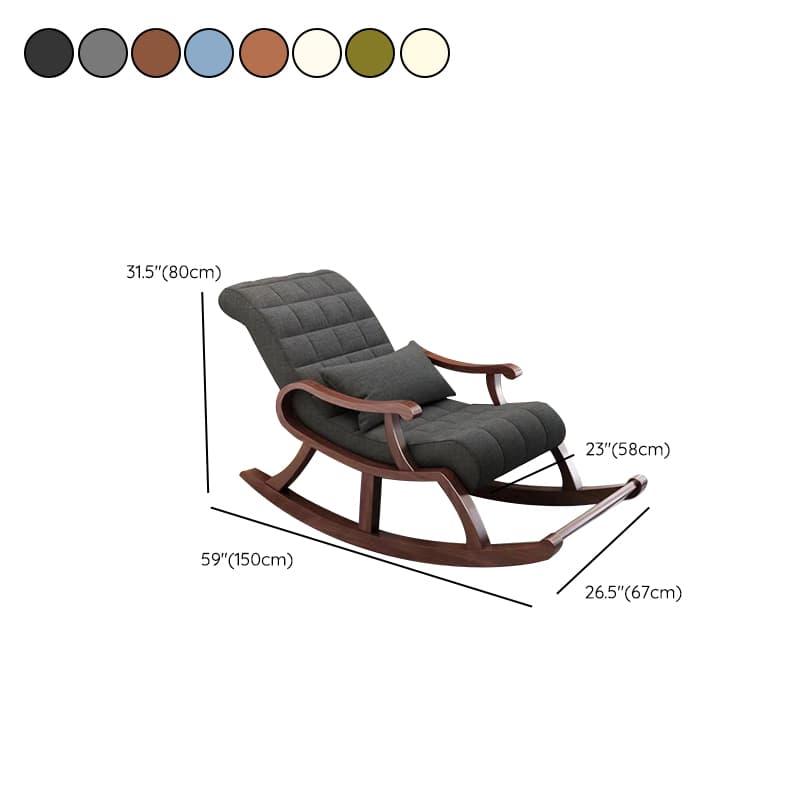 Stylish Modern Upholstered Rocking Chair with Brown Wood Legs and Track Arms thumbnail 23