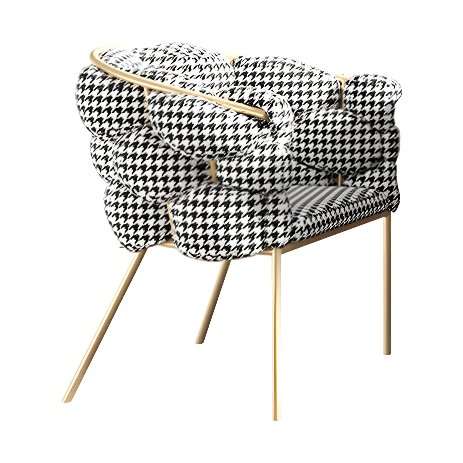 Glam Style Upholstered Gold Base Dining Arm Chair for Dining Room thumbnail 4