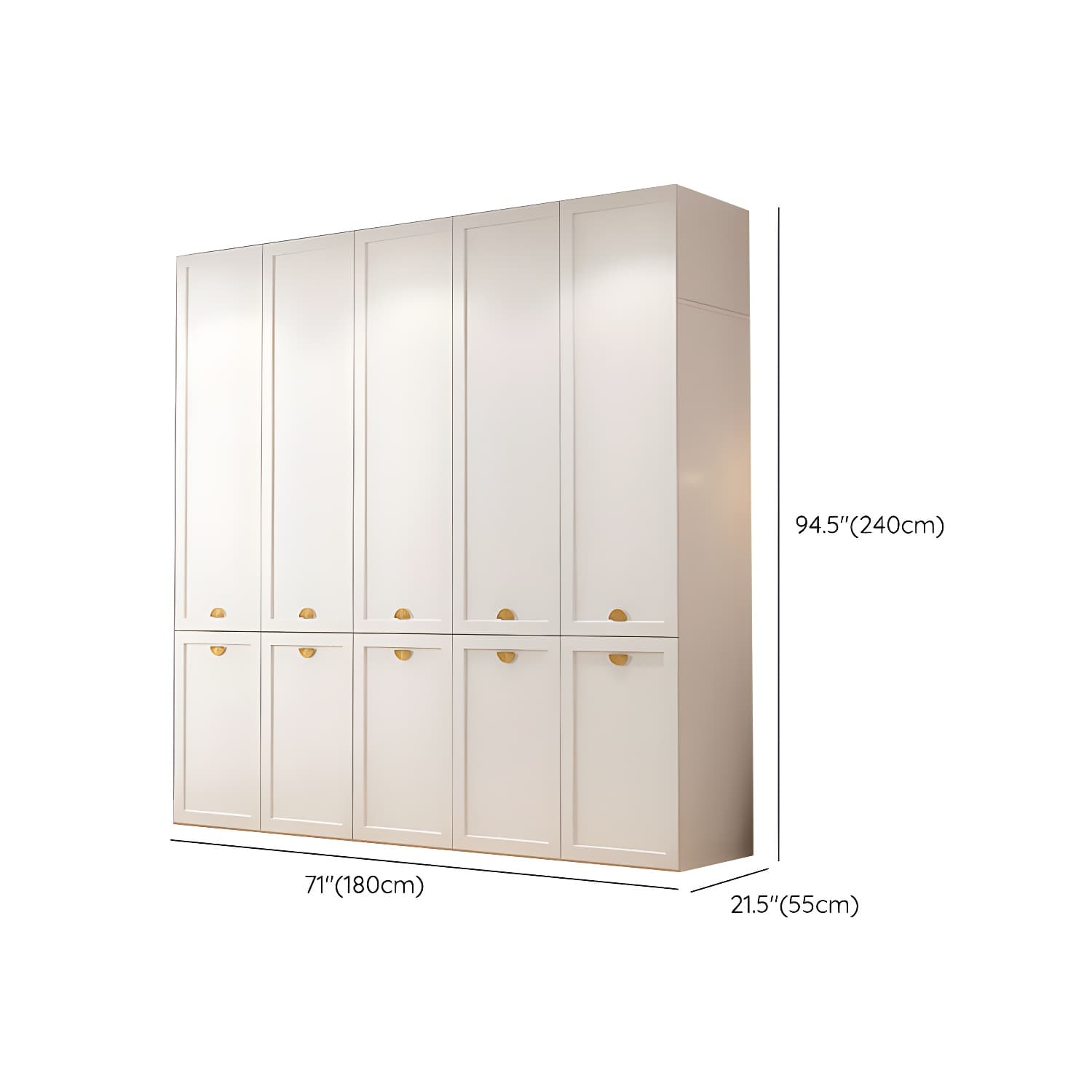 Modern Solid Color Shelves Hinged Doors Cloth Rod Included Cabinet in Beige thumbnail 30