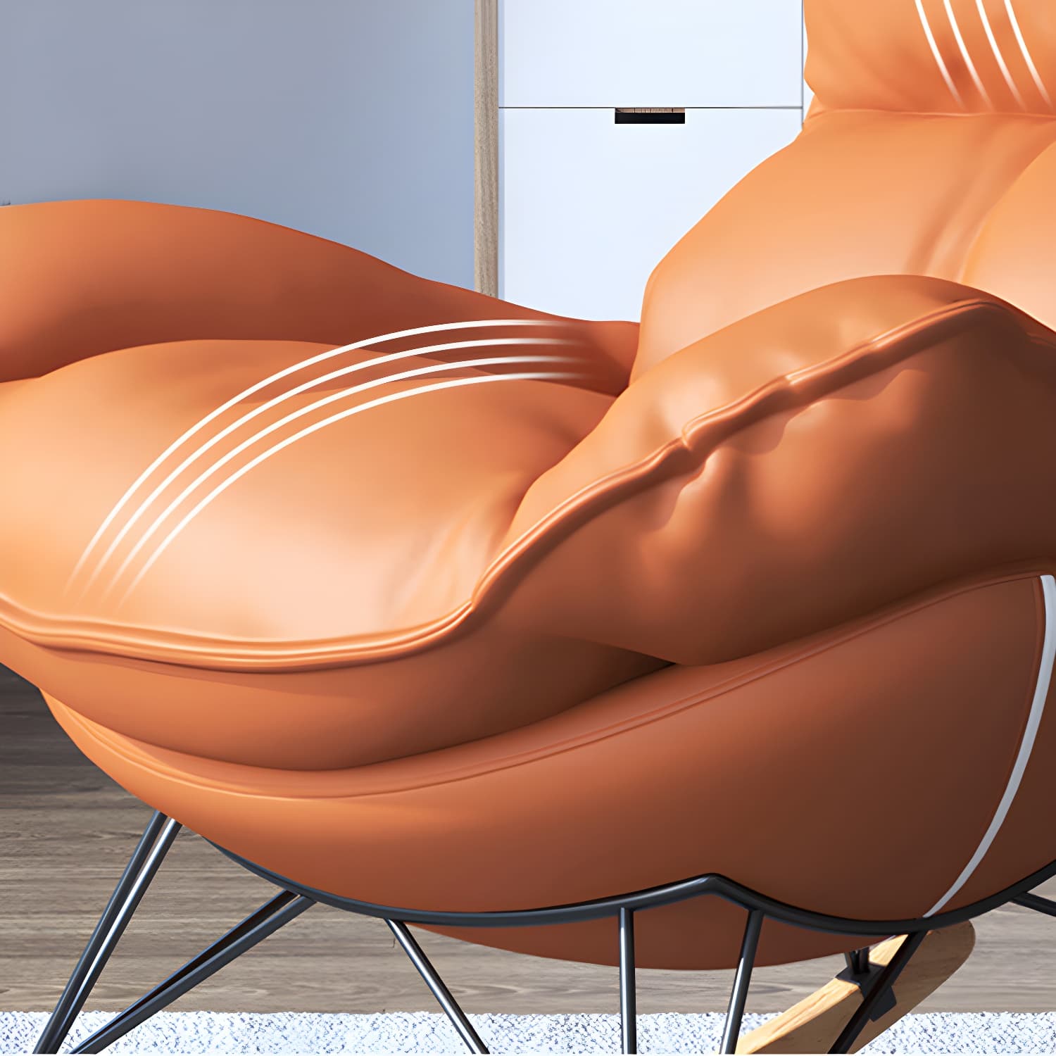 Contemporary Rocking Chair Solid Wood Rocker Chair with Removable Cushions thumbnail 15