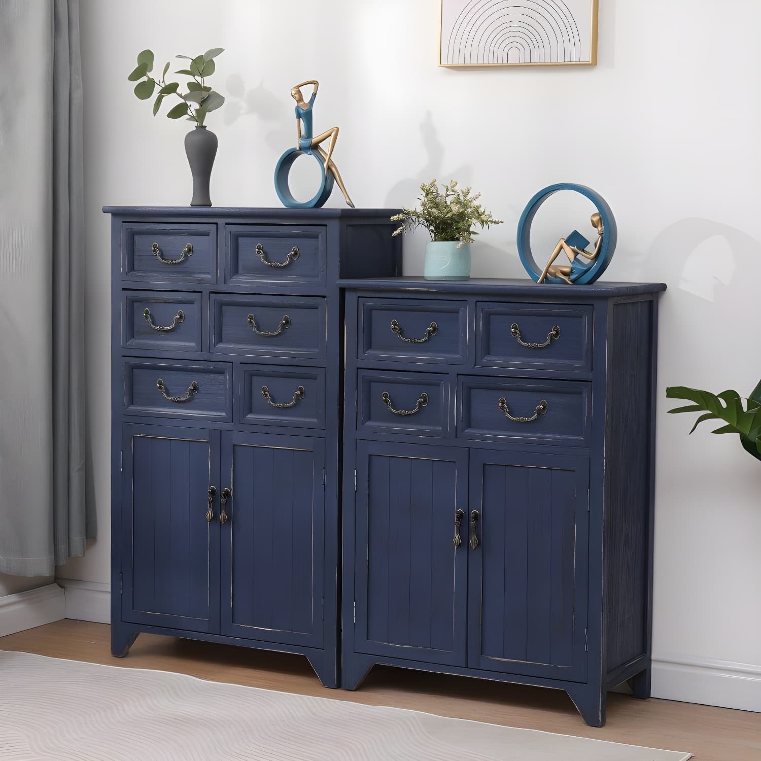 23.6'' Wood 1 Cabinet with Drawers Traditional Accent Cabinet in Distressed Finish thumbnail 7