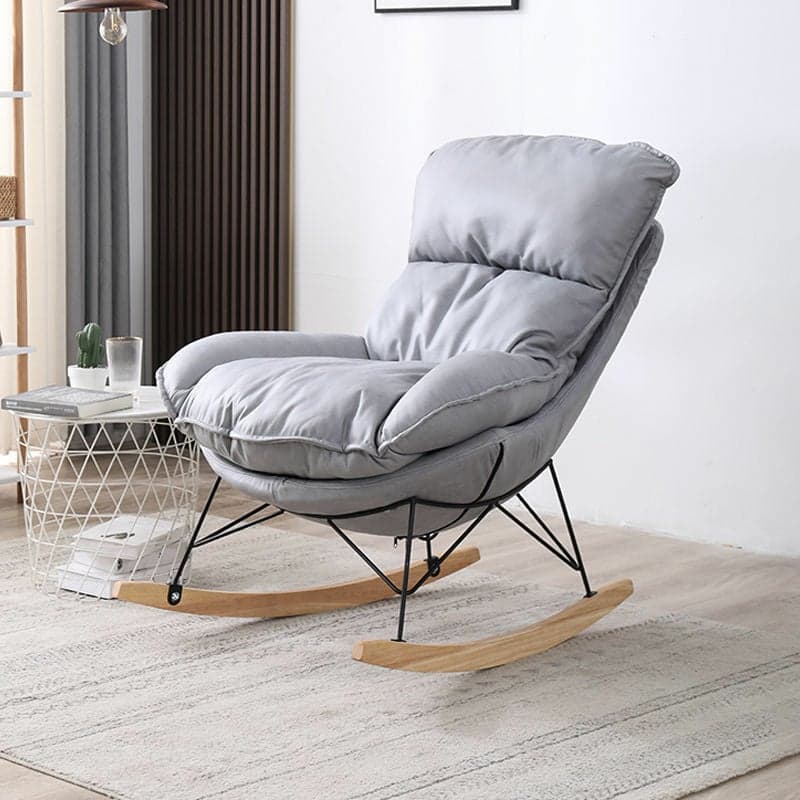 Stationary Rocker for Nursery Natural Wood Finish with Ottoman and Rear thumbnail 3
