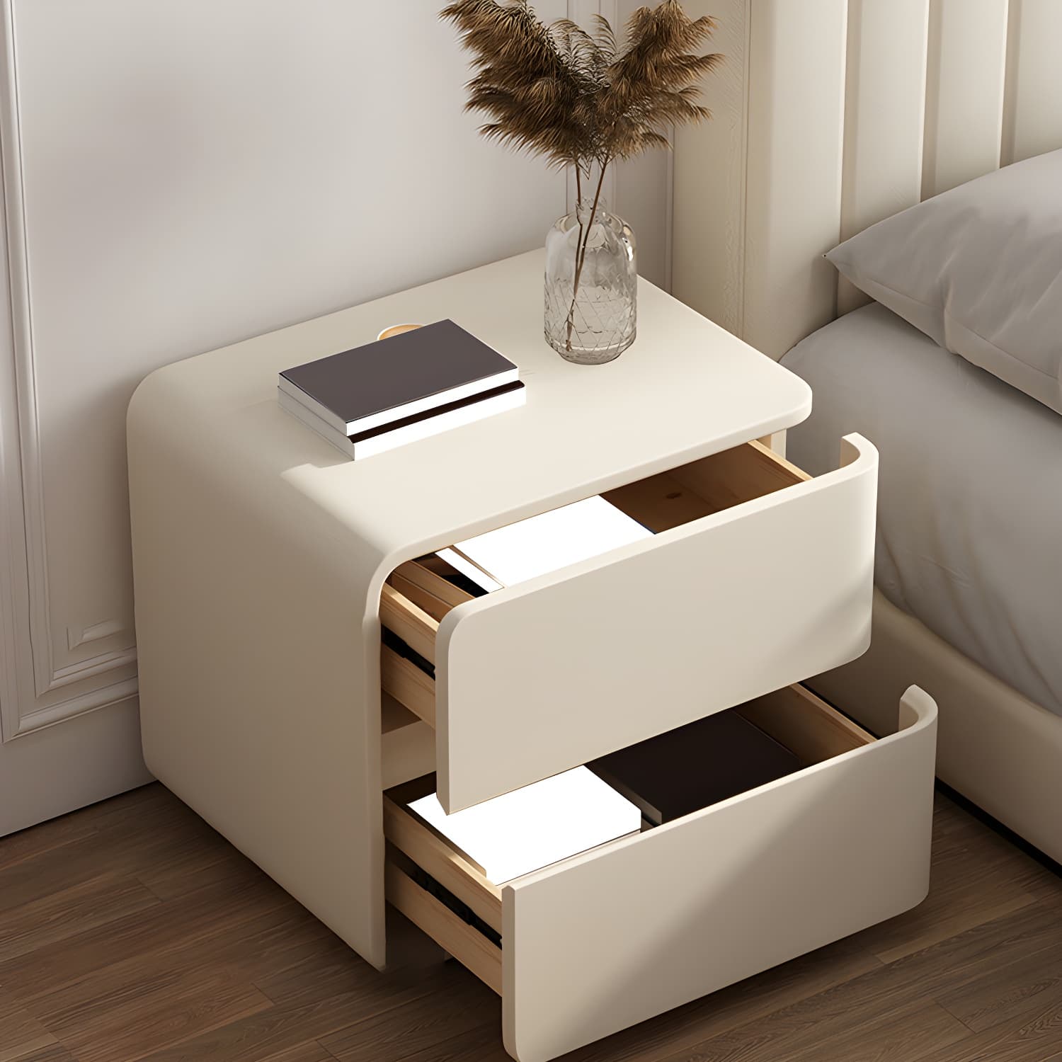 Scandinavian Pine Accent Table Nightstand Drawers Included with Legs thumbnail 16