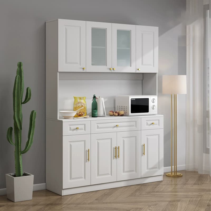 White Modern Wood Sideboard with Drawer and Cabinet with Adjustable Shelves