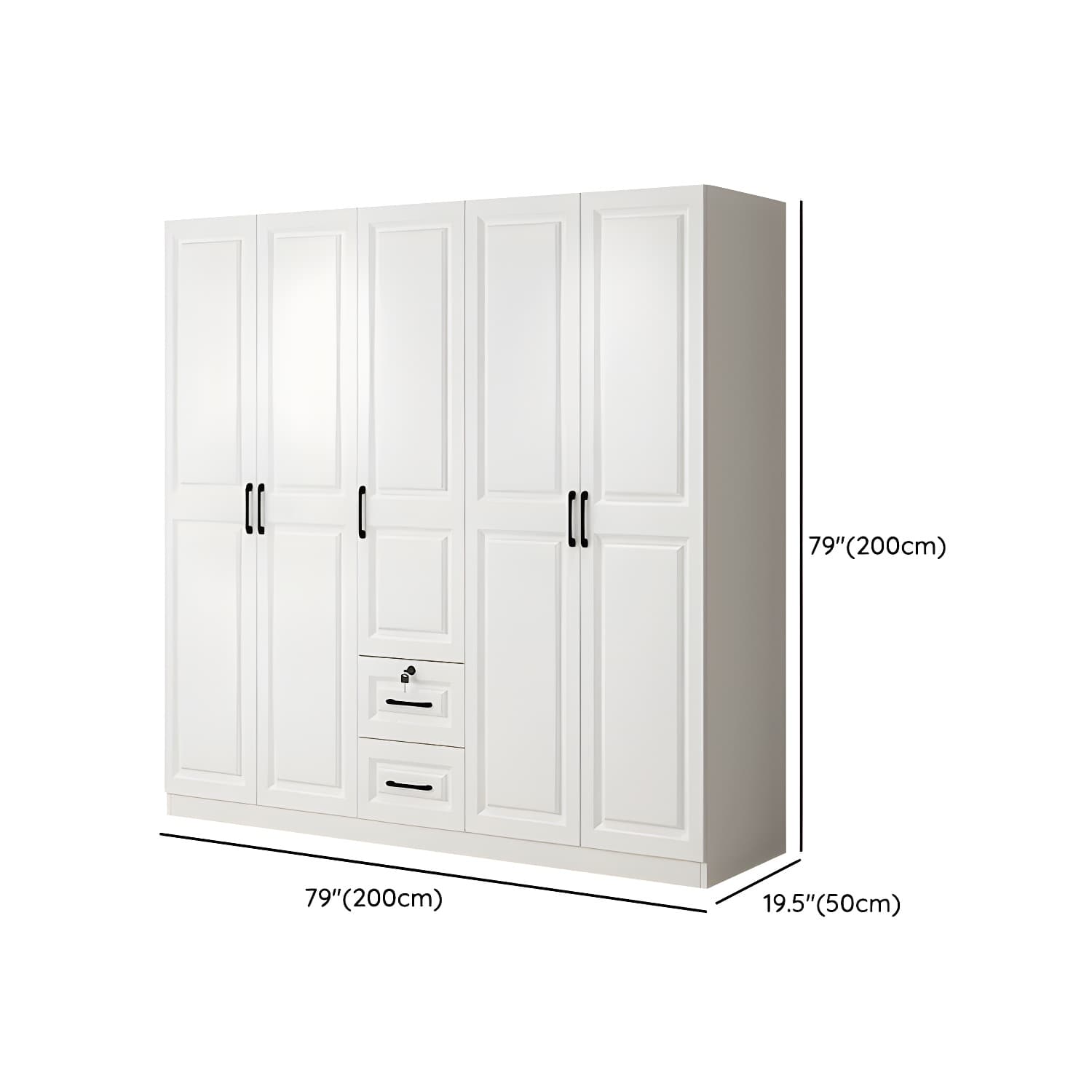 Wood White Modern Wardrobe Armoire with Drawers, Shelves, and Clothing Rod thumbnail 18