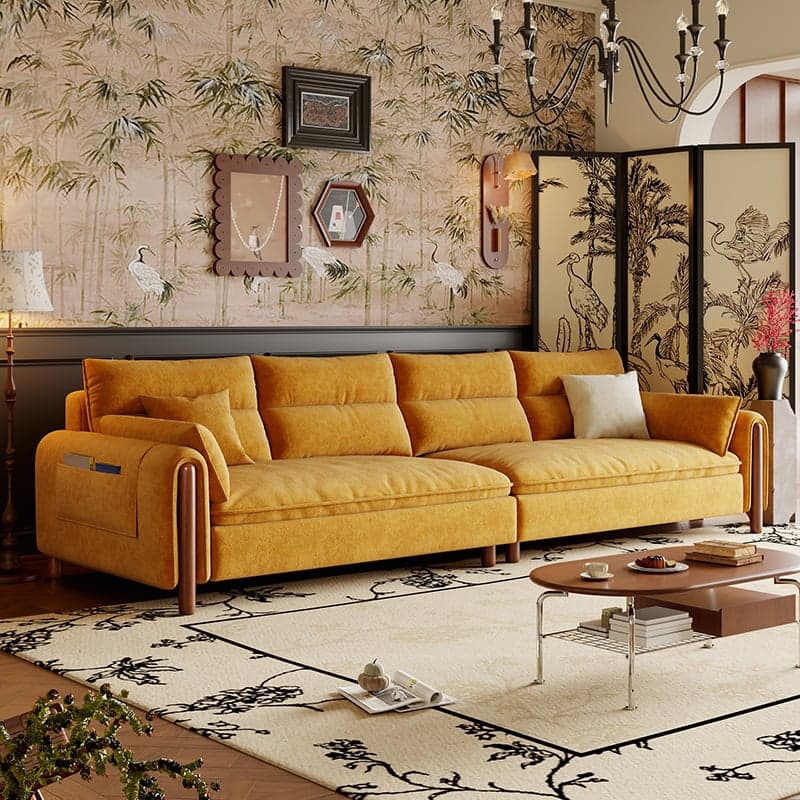 Antique Straight Sofa Chaise for 6, Horizontal Orientation with Round Arm thumbnail 5