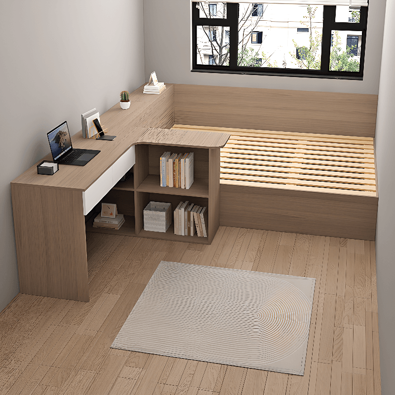 Natural Color Solid Color Tatami Bed for Bedroom thumbnail 1