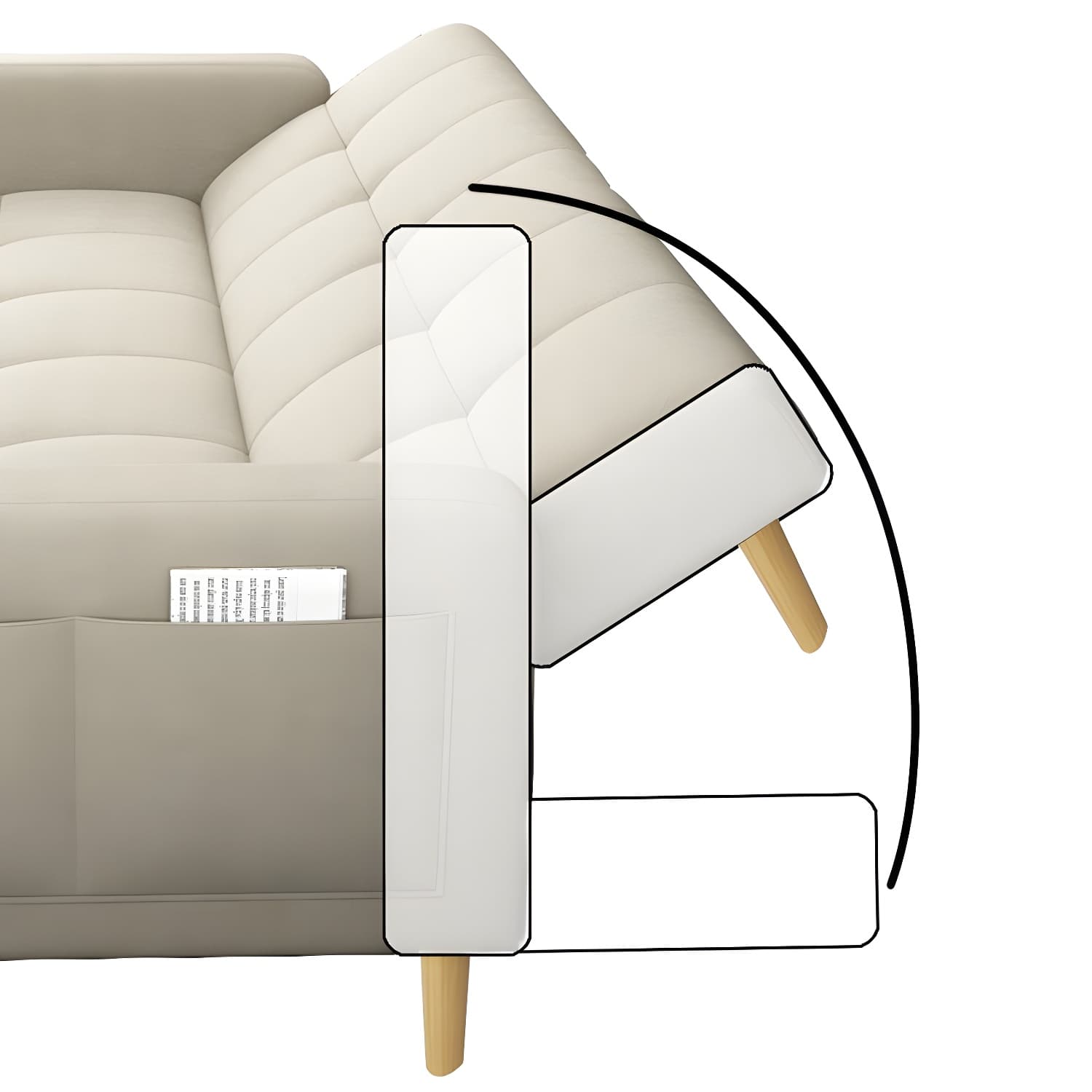 Square Arm Modern Storage Sofa with Biscuit Back Convertible Sofa for Living Room thumbnail 18