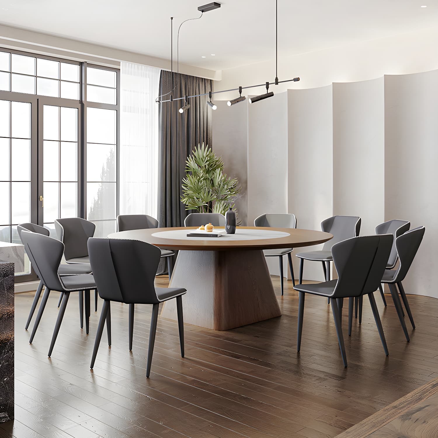 Contemporary Sintered Stone Table Round Table Set 1/6/8/9/12 Pieces Dining Set thumbnail 2