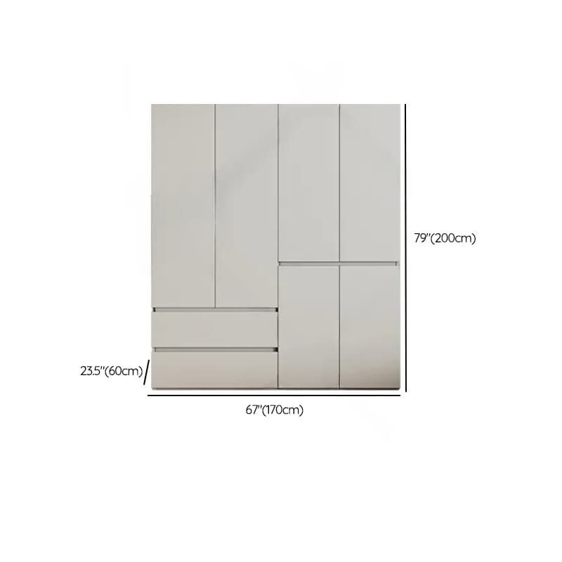 Cream Trendy Reclaimed Wood Wardrobe Armoire with Soft Close Drawer, Soft Close Door, Interior Shelves, and Clothing Rod thumbnail 75