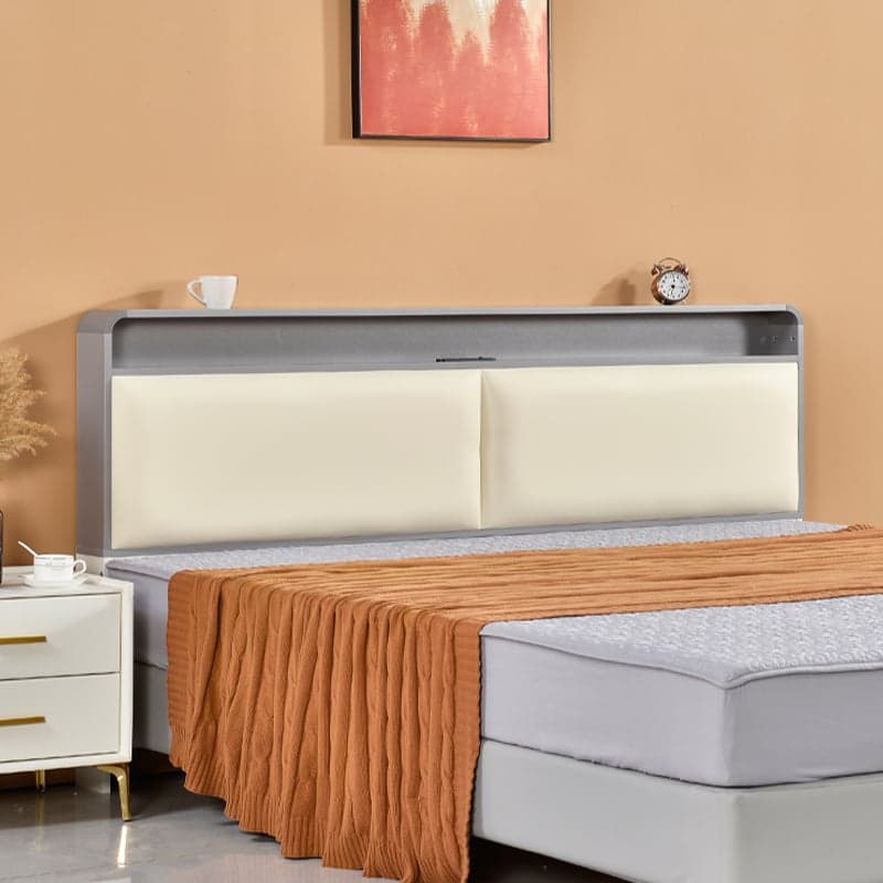 Minimalist Free-standing Standard Full(54"W x 75"L)/Twin(38"W x 75"L) Panel No Distressing with Shelves Included and Illuminating in Lumber thumbnail 1