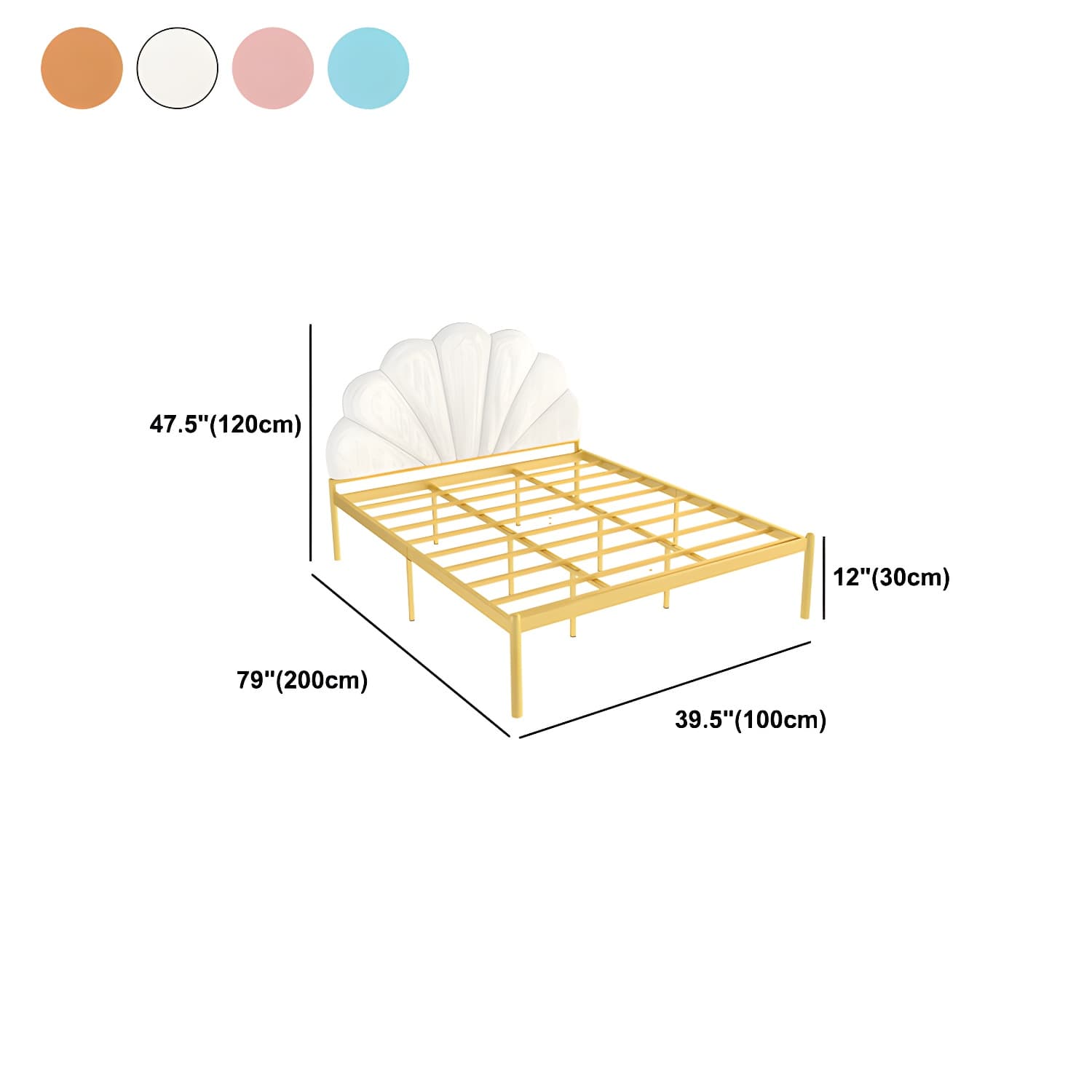 shell Suede Upholstered Headboard ,47 inch High Metal Panel Bed thumbnail 11