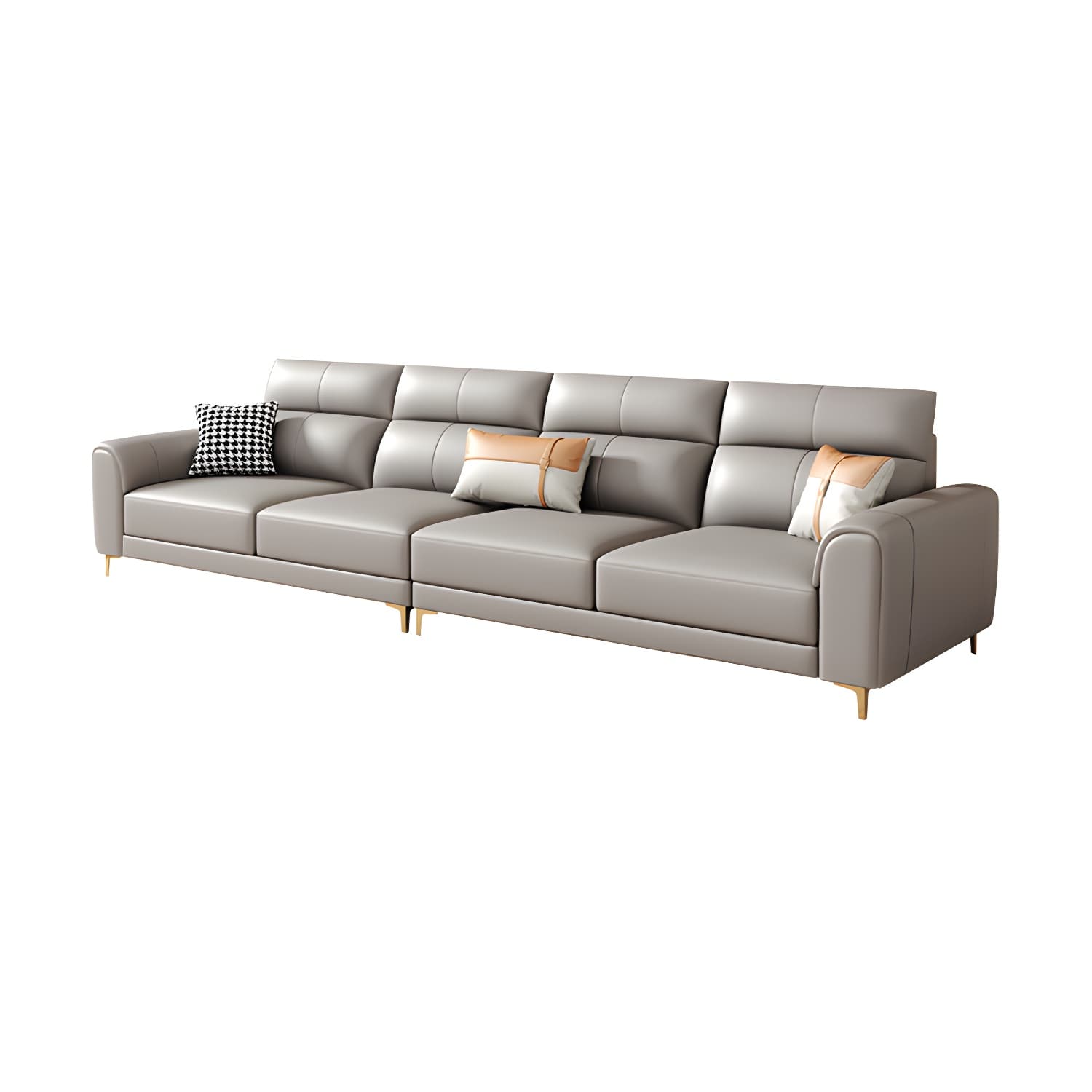 Modern Gray Faux Leather Sectional Sofa with Pillow Top Arms and Wood Frame thumbnail 9