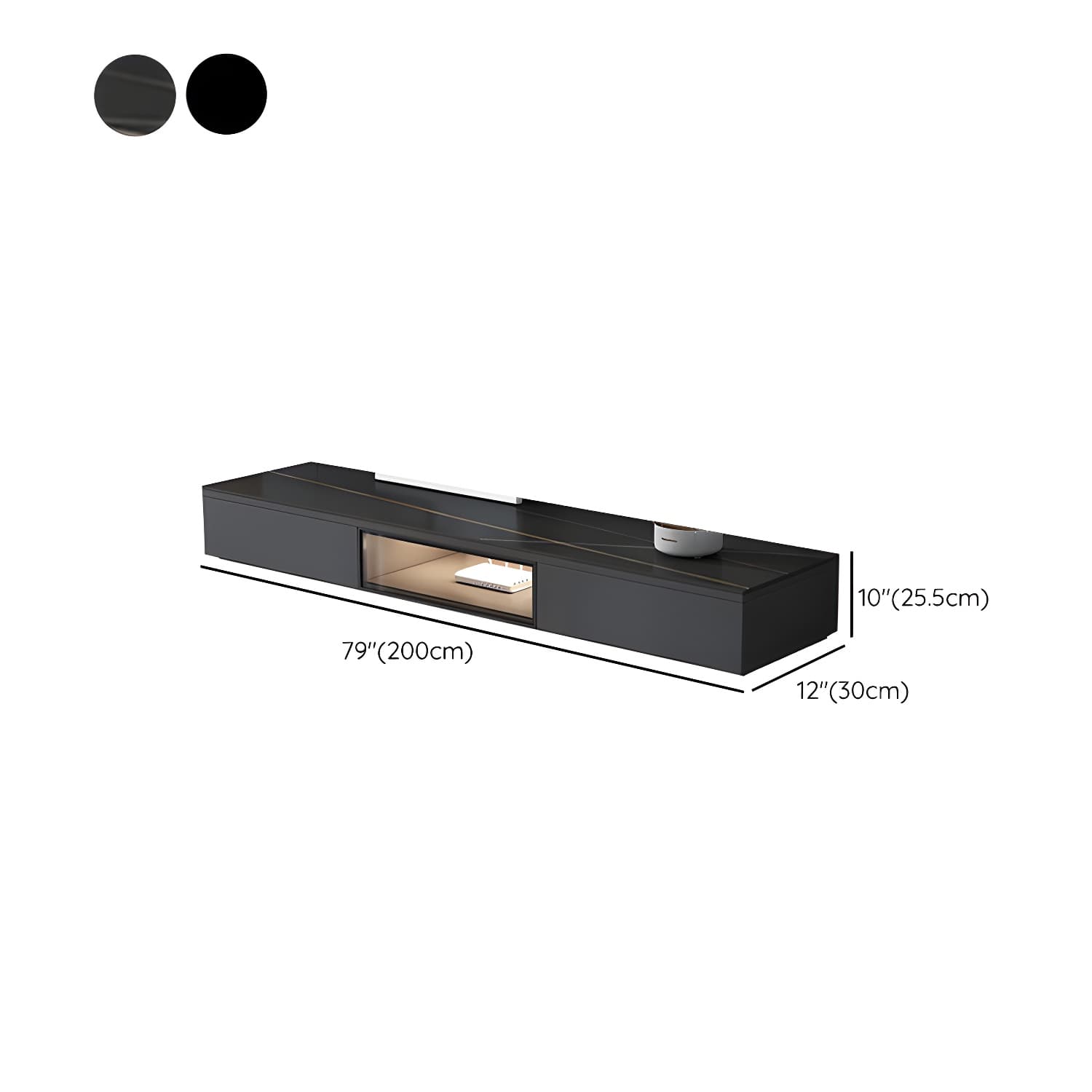 Black Modern TV Stand with Low Height and Drawers for Organized Cable Management & No Open Storage thumbnail 16