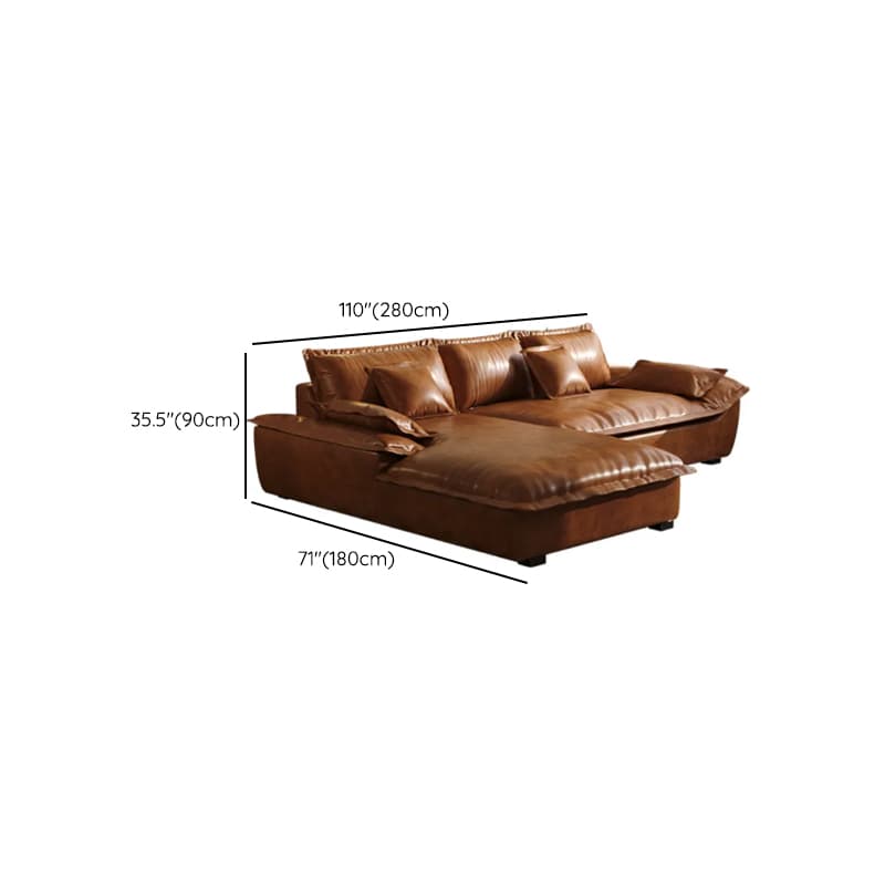 L-Shape Brown Leather Sofa Recliner thumbnail 10