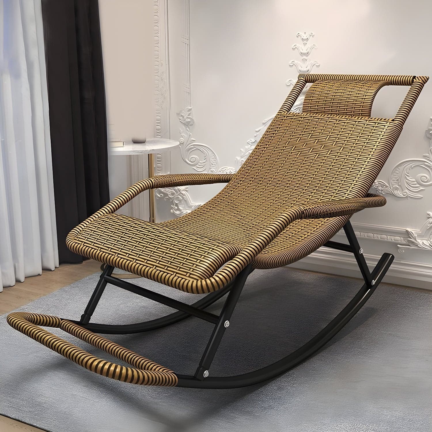 Modern Rattan Rocker Chair Reclining Rocking Chair for Home Decor - image 3