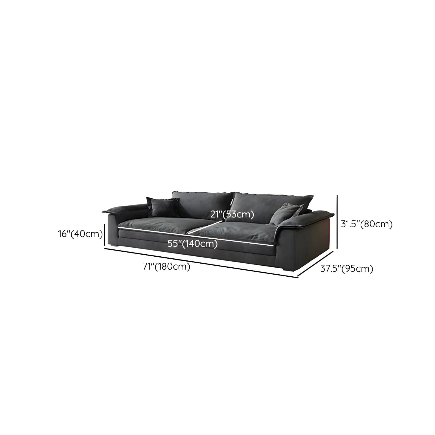 Grey Mid-Century Modern Sofa with Wood Frame and Tech Cloth Upholstery thumbnail 8