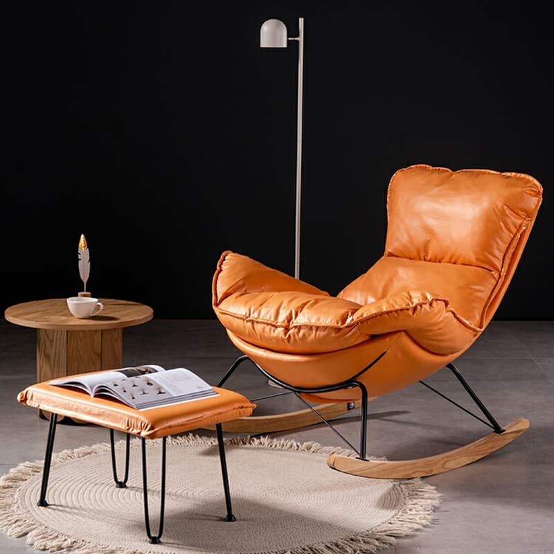Comfortable Upholstered Rocking Chair with Solid Wood Frame for Modern Home Decor thumbnail 10