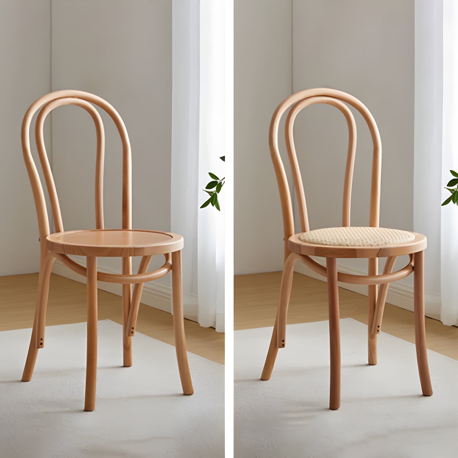 Modern Open Back Side Chair with Beech Wood Legs for Kitchen & Dining - Non-Upholstered thumbnail 26