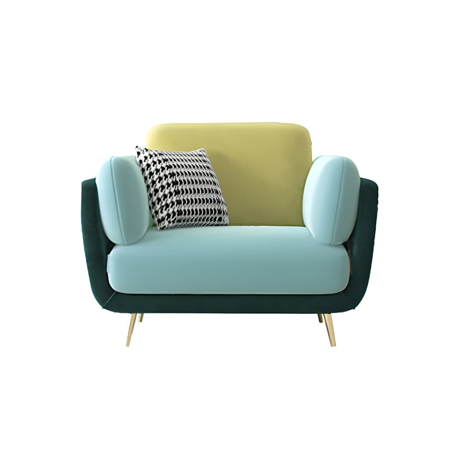 36" High Modern Velvet Square Arm Sofa with 2 Pillows Standard Sofa for Living Room thumbnail 1