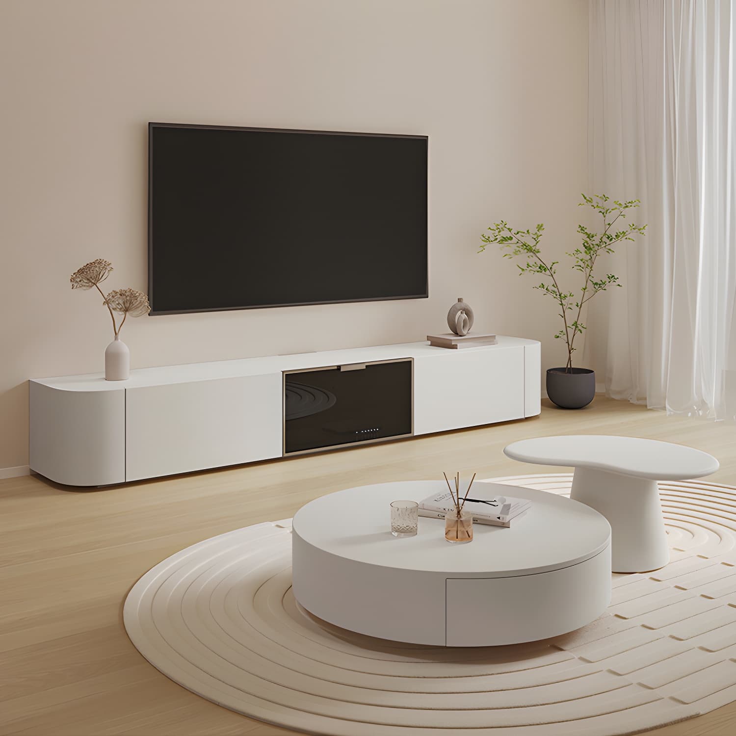 16" W Modern TV Media Console Enclosed Storage TV Stand Console with Drawers thumbnail 4