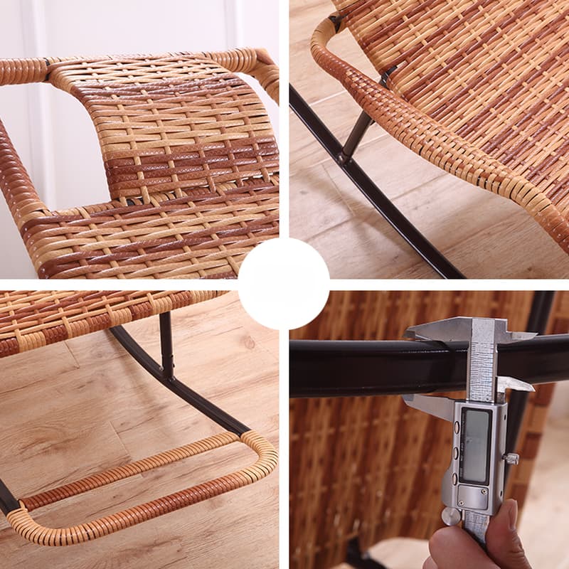 Ergonomic Wicker Front Porch Rocking Chairs with Rear Back, Stationary thumbnail 26