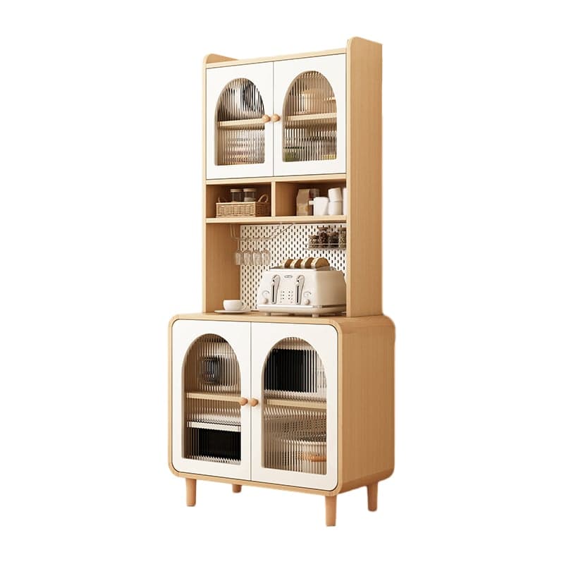 Scandinavian Wood Buffet 3 Cabinet Doors with Glass Interior Shelves thumbnail 1