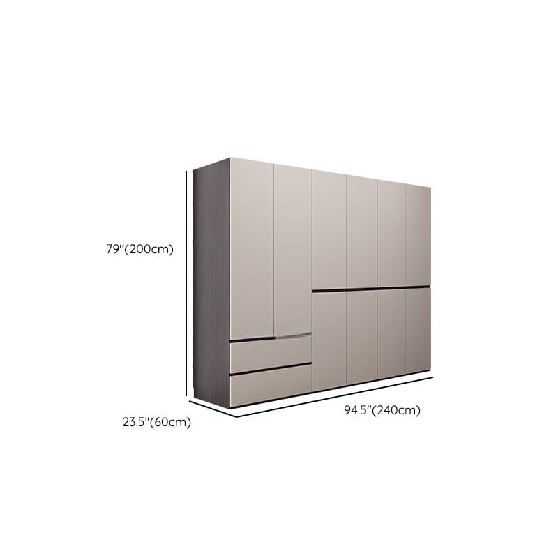 Light Gray Modish Manufactured Wood Independent Armoire Cabinet with 2 Drawers/4 Drawers, Interior Shelves, and Clothing Rod thumbnail 14