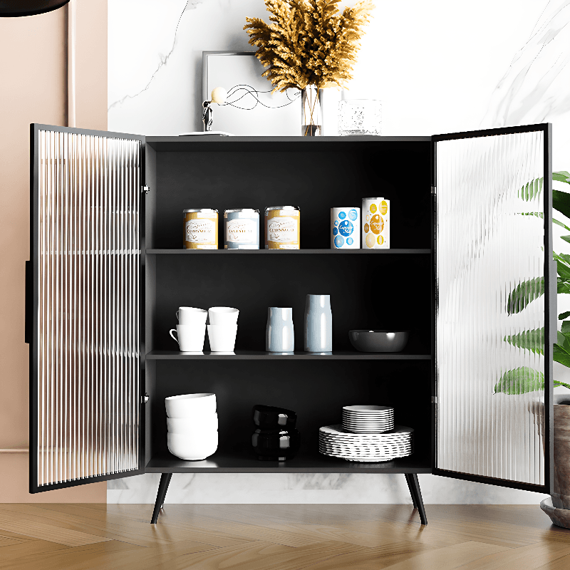 Contemporary Metal Floor-mounted Sideboard with Vertical Glass Doors thumbnail 10