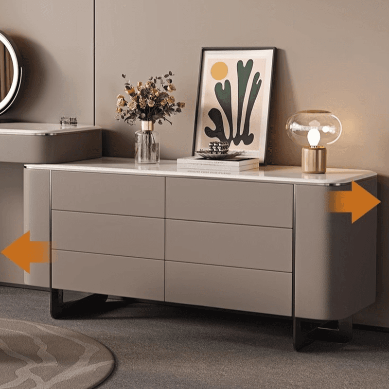 Vanity Set in Tan with 7 Drawers, Scalable and Push-Pull Features thumbnail 3