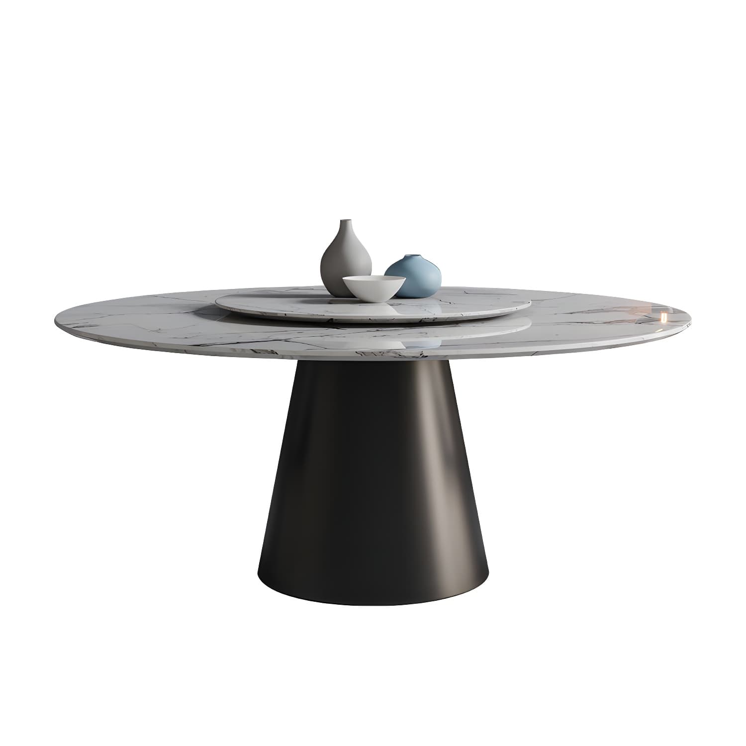 Contemporary Stone Round Dining Set 1/4/7/11 Pieces Turntable Dining Furniture for Home thumbnail 5