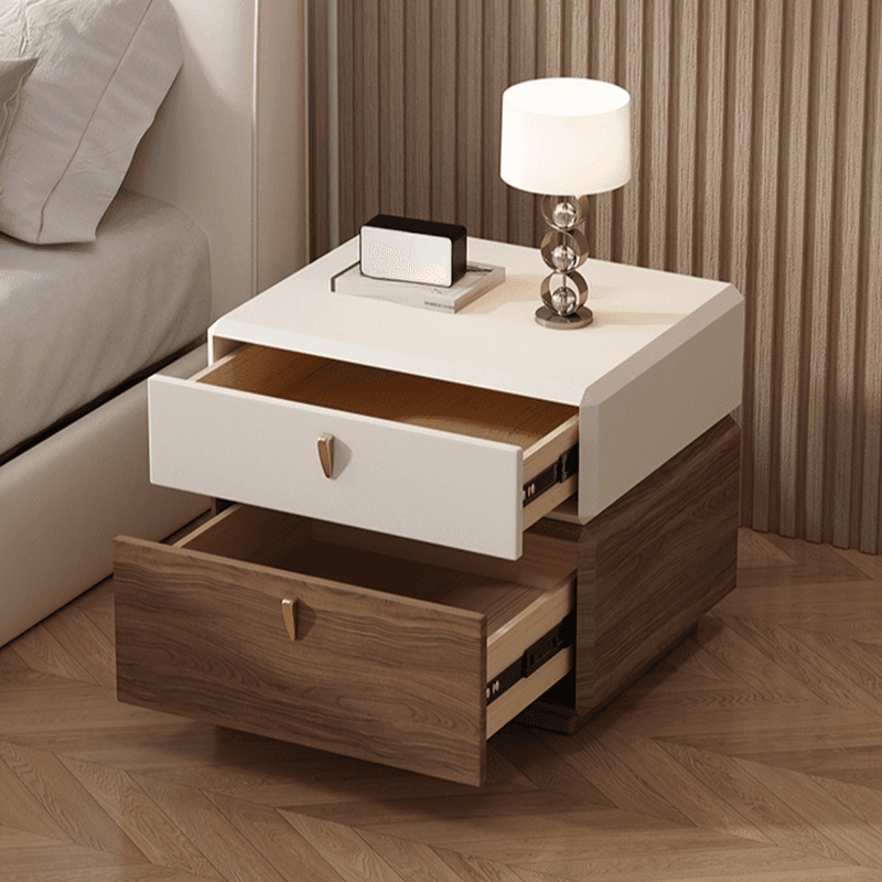 Organic Modern 2 Tiers Nightstand With Drawer Organization in Pleather thumbnail 8