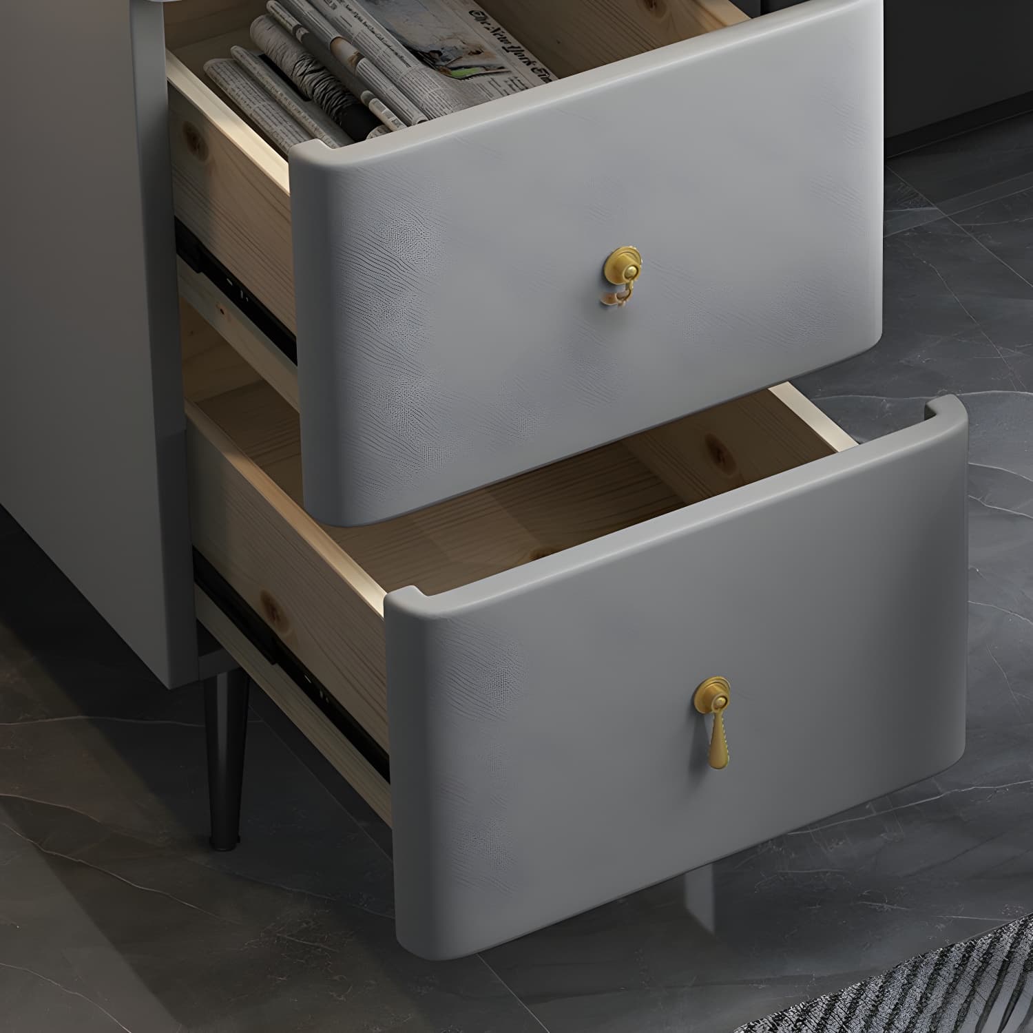 Contemporary Make-up Vanity with Stone Top and Metal Legs for Bedroom thumbnail 12