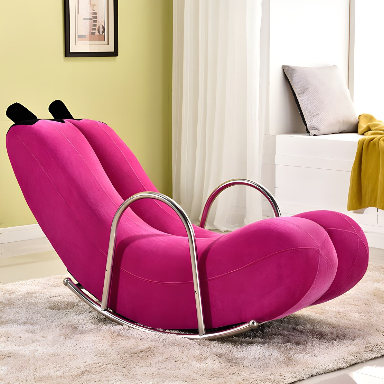 Stylish Silver Upholstered Rocking Chair with Track Arms - Modern Comfort thumbnail 12