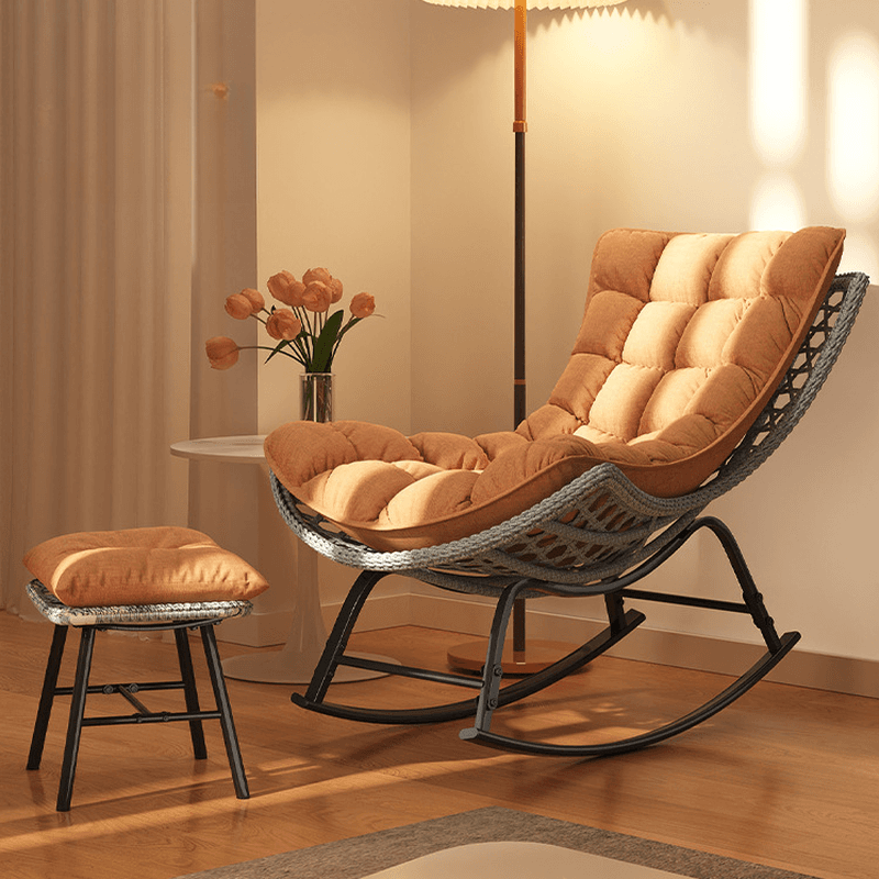 2 Piece Set/1 Piece Set Cushioned Rocking Chair with Ottoman in Resin with Rear in a Modern Simple Style thumbnail 9