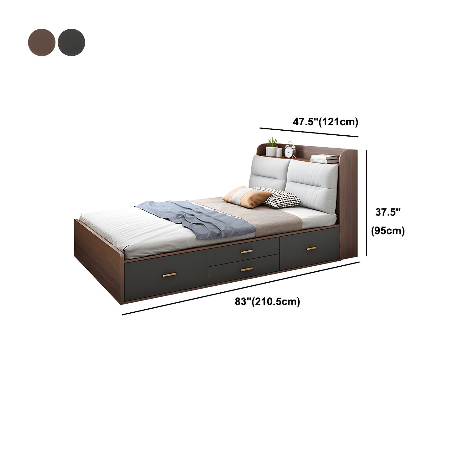Scandinavian Low Profile Bed with Headboard Upholstered Bed with Drawers thumbnail 18