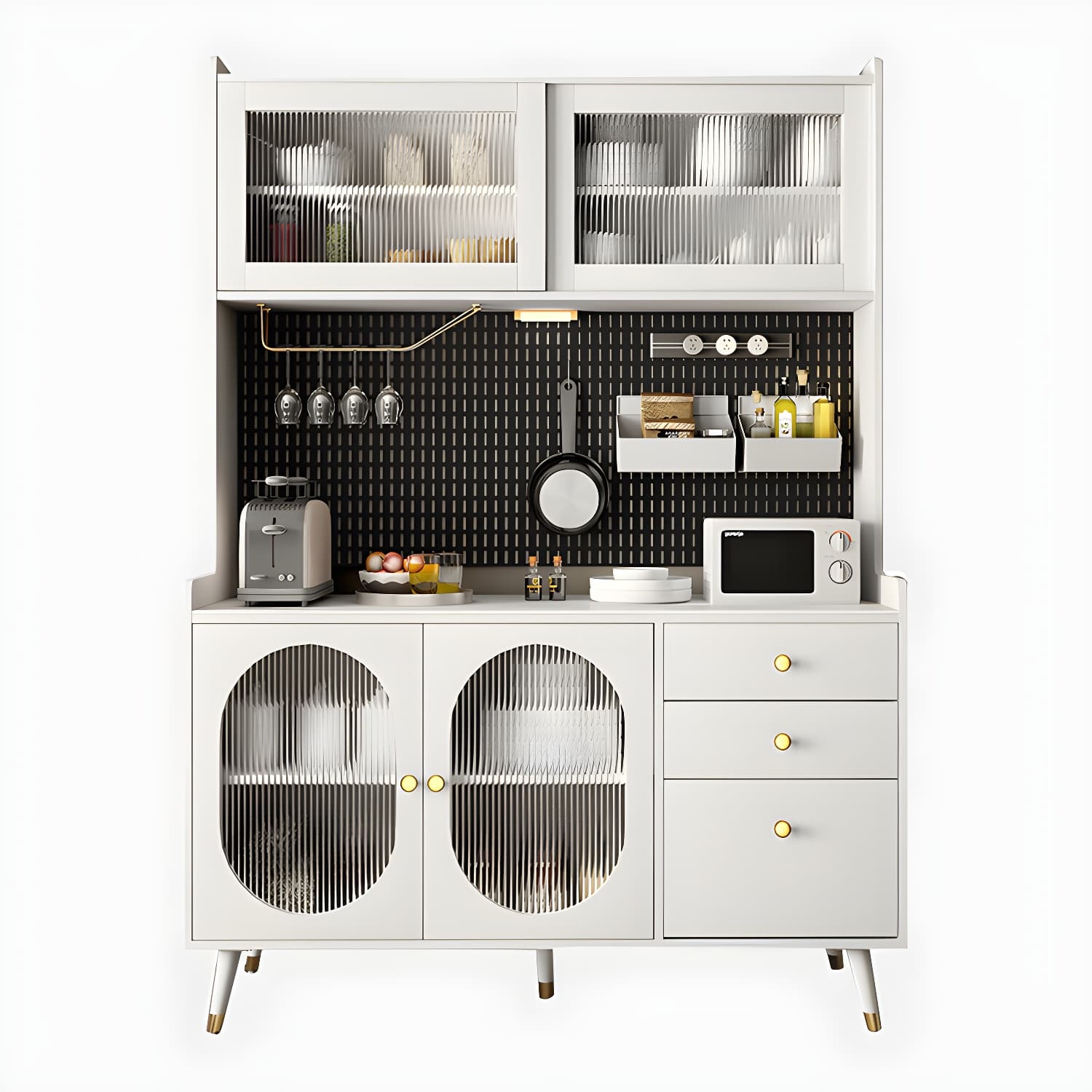 Stone Glam Sideboard Adjustable Shelves Kitchen Dining Room Sideboard - image 9