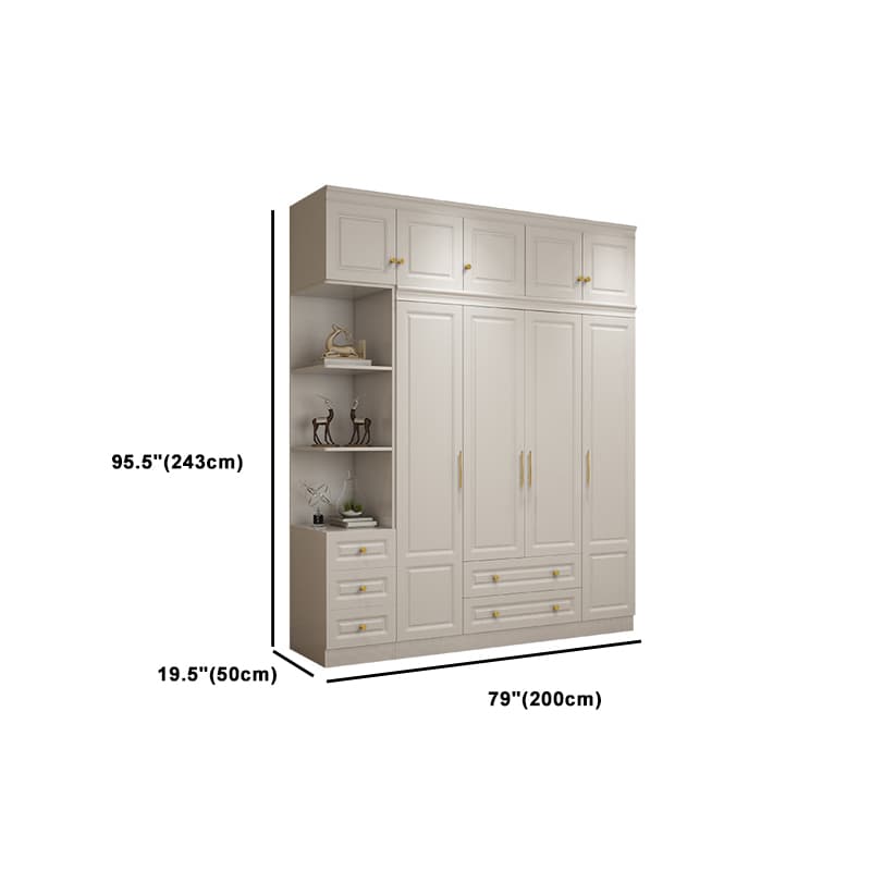 Art Deco Chalk Manufactured Wood Free Standing Interior Shelves Wardrobe with Soft Close Drawer and Hanging Rod thumbnail 29
