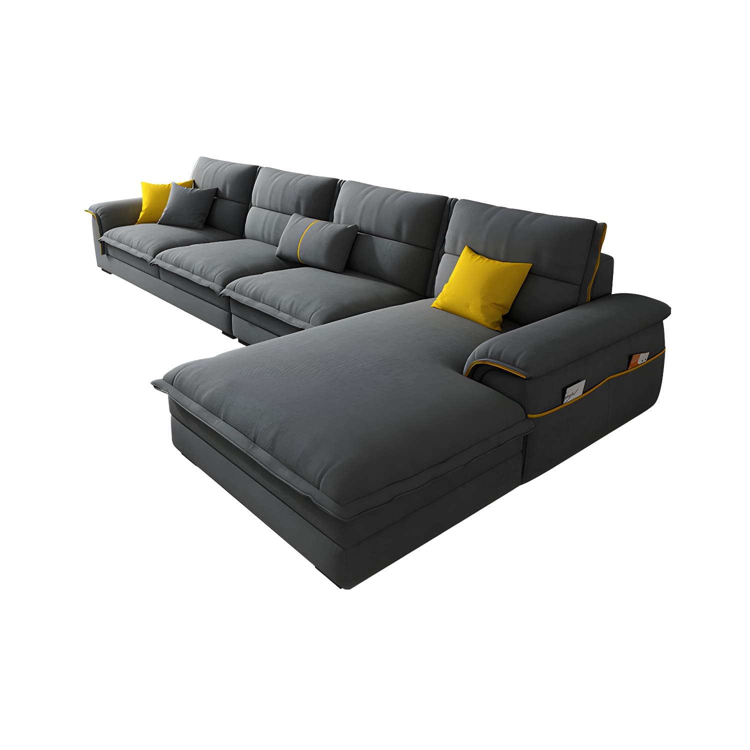 Modern Gray Cotton and Linen Sectional Sofa with Wood Frame and Storage Included thumbnail 11