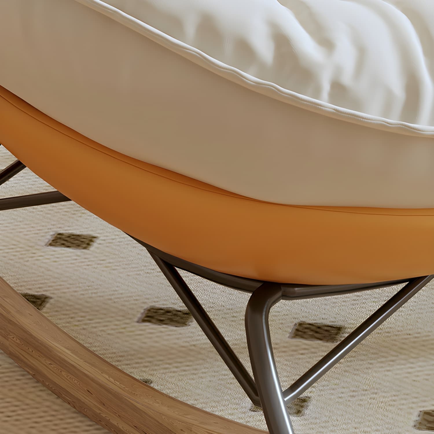 Indoor Contemporary Rocking Chair with Beige Upholstered and Wood Legs thumbnail 18