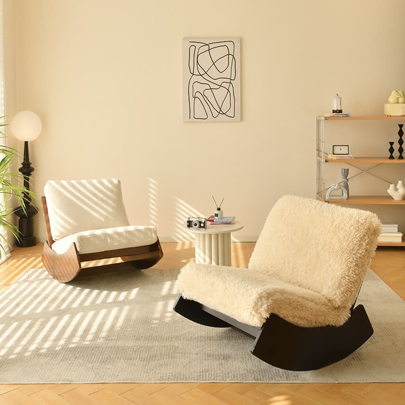 Dove Grey/Amber Color Modish Rocking Seat Upholstered and Scratch-proof Stationary with Spindle Back and Rear thumbnail 5