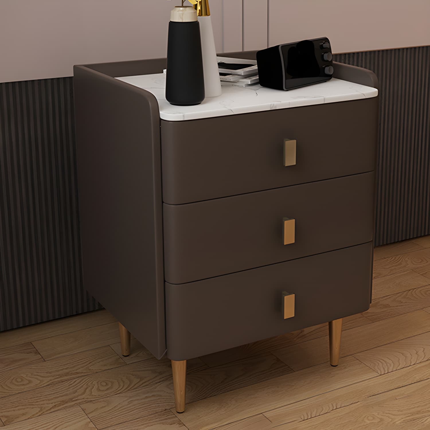 Glam Drawers Included Accent Table Nightstand 22.5" Tall with Legs thumbnail 3