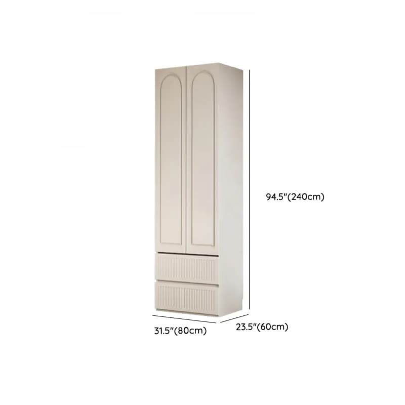 White Minimalist Manufactured Wood Independent Wardrobe Closet with Soft Close Drawer, Soft Close Door, and Interior Shelves thumbnail 21