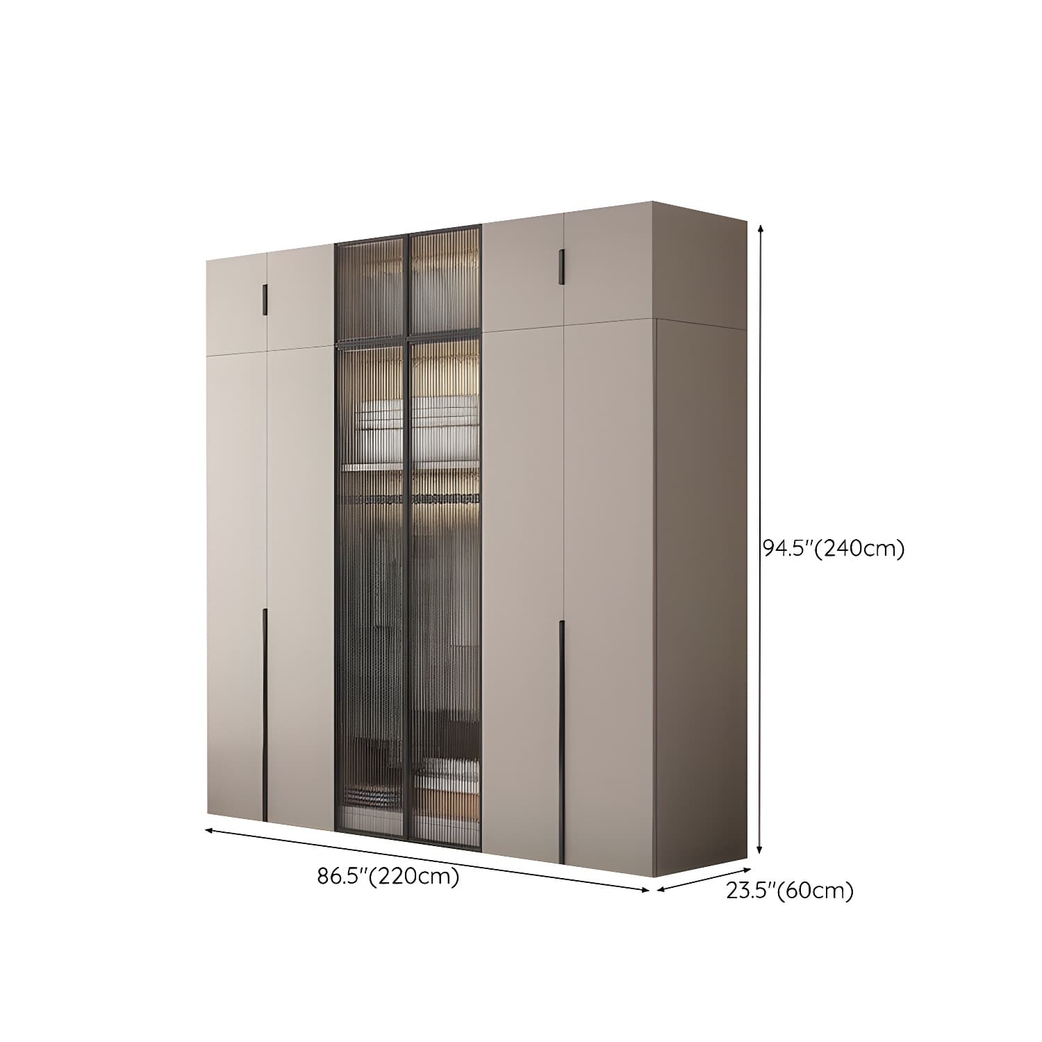 Modern Grey Wardrobe Armoire with Clothing Rod & Adjustable Shelves thumbnail 30