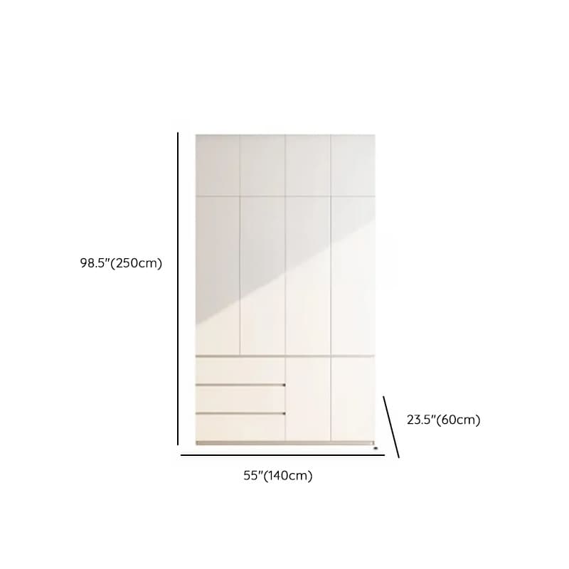 Minimalist Chalk Wooden Cabinet Armoire with Soft Close Drawer, Soft Close Door, Interior Shelves, and Clothing Rod thumbnail 14