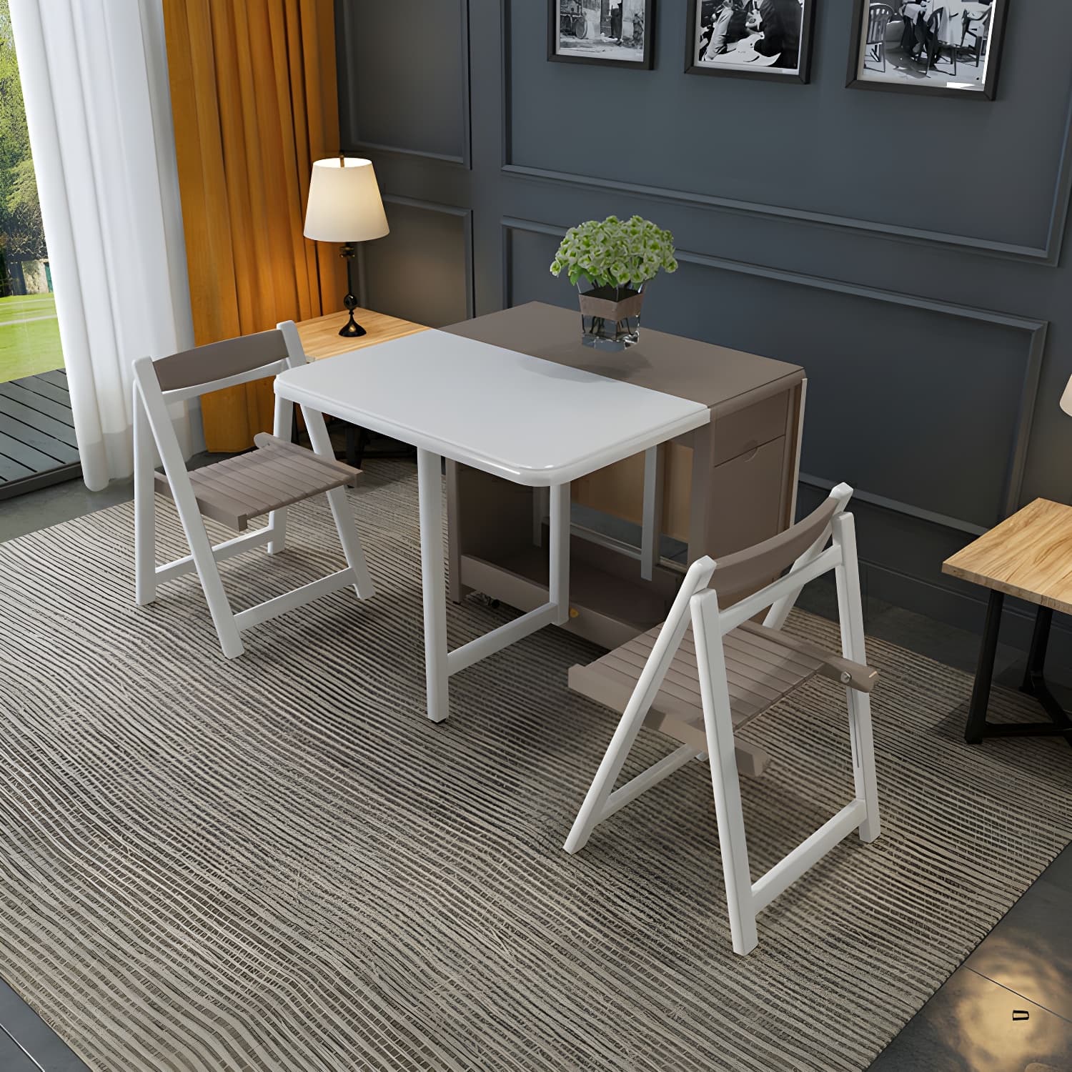 Trendy Collapsible Solid Wood Dining Set Non-adjustable Standard Height thumbnail 9