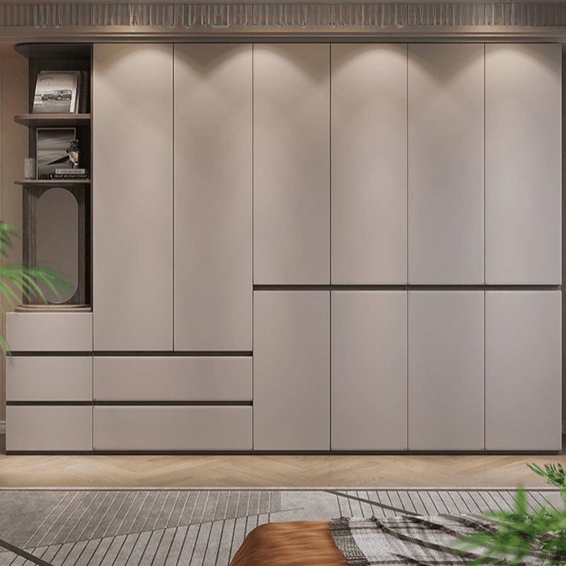 Sand Minimalist Laminate Cabinet Armoire with Soft Close Drawer, Soft Close Door, Interior Shelves, and Clothing Rod thumbnail 2