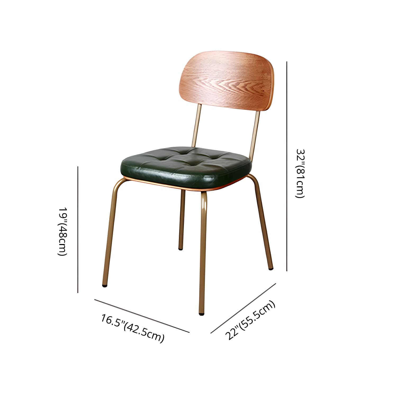 Industrial Style Leather Dining Side Chair Dining Room Open Back Side Chair Set thumbnail 17