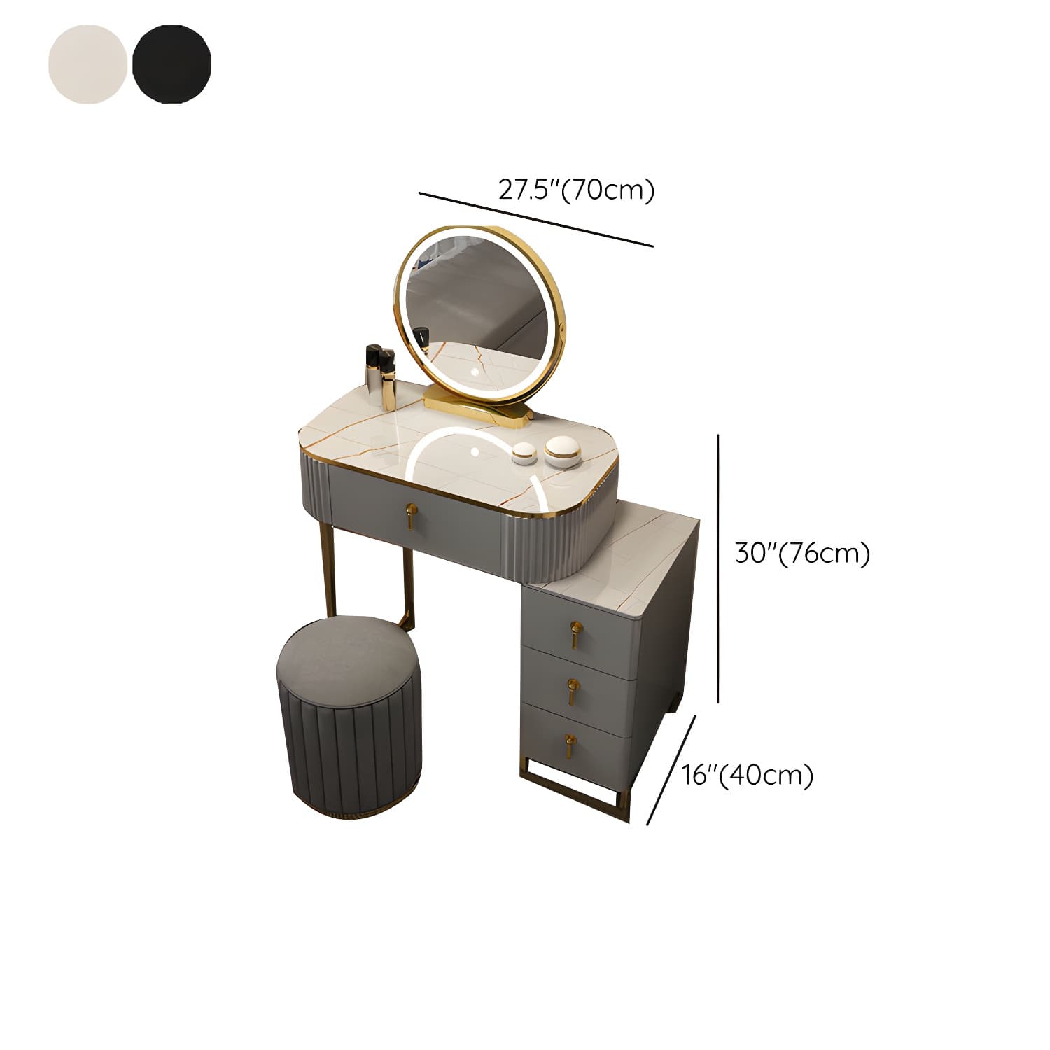 Contemporary Makeup Vanity Desk Table 29.9" H Bedroom Makeup Counter thumbnail 27
